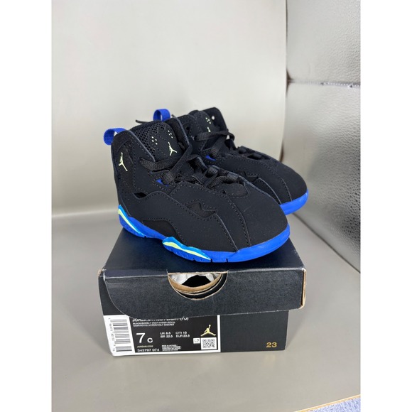 Jordan Other - Jordan True Flight TD Black Hyper Royal Volt Toddler Sneakers 343797-074 7C
